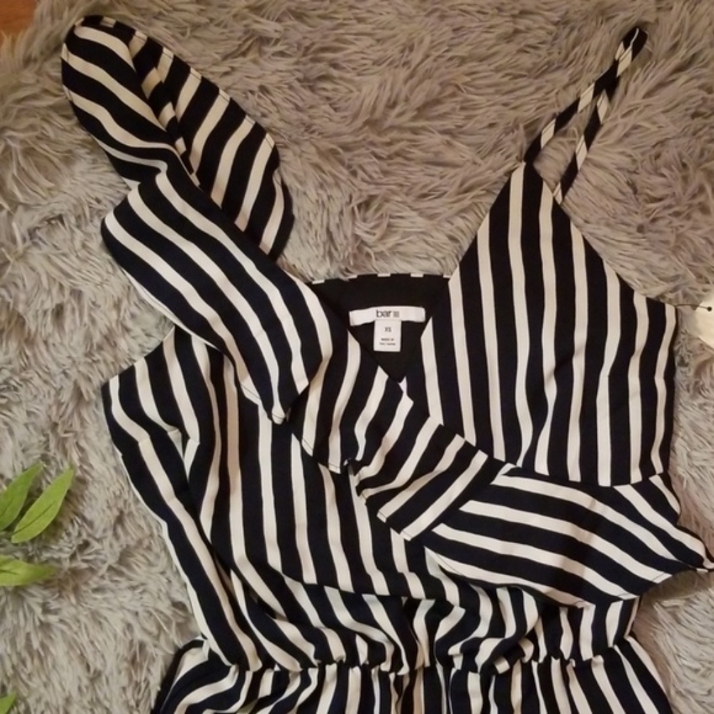 Bar III Striped Jumpsuit Blue Polish Navy M - Picture 4 of 7